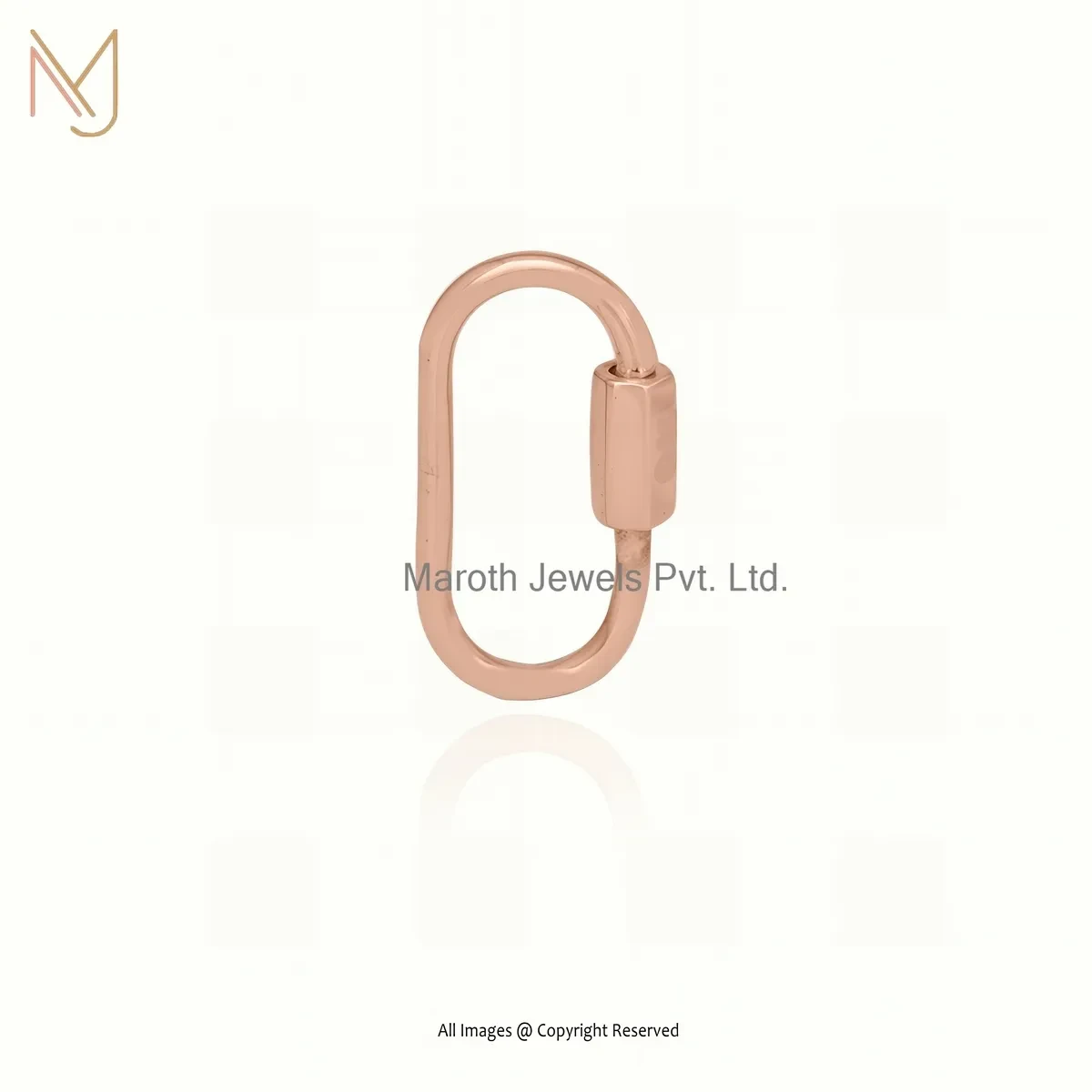 14K Yellow Gold Oval Link Lock Bail Carabiner Lock Custom Jewelry
