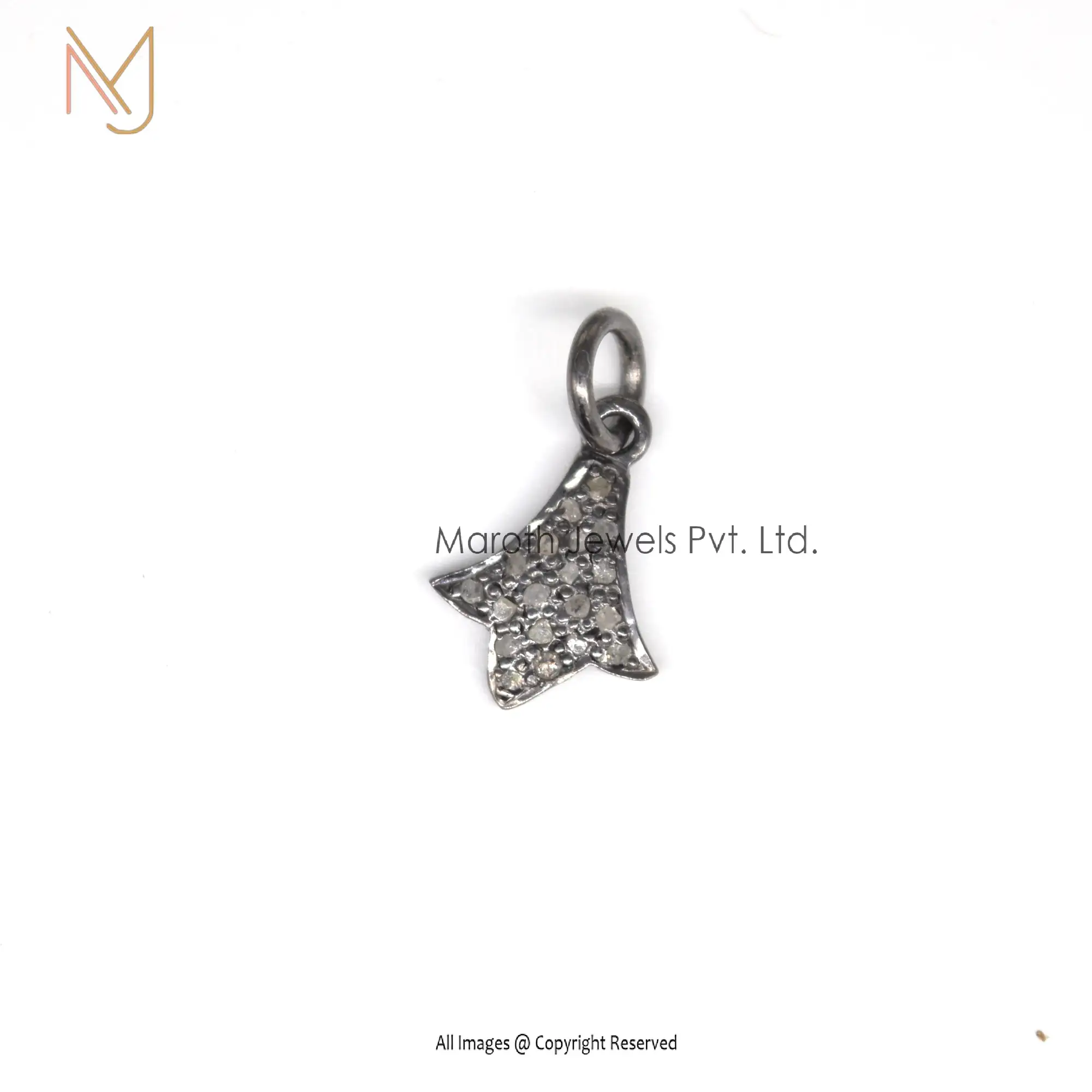 925 Silver Black Rhodium Plated Pave Diamond Charms Pendant jewelry Manufacturer
