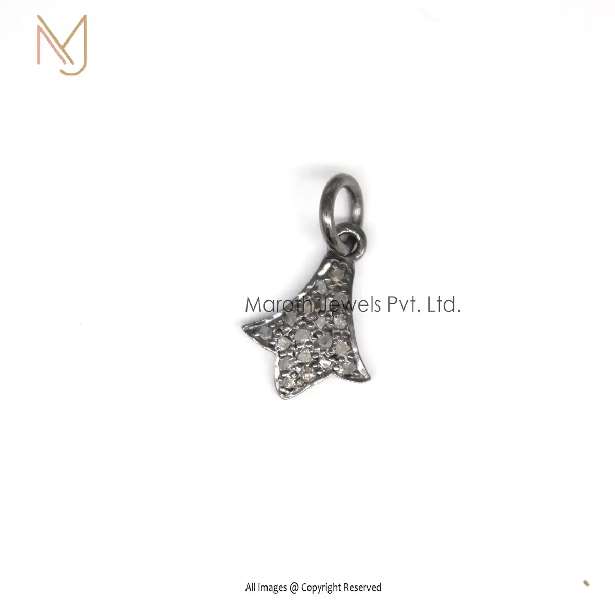 14K Black Rhodium Plated Pave Diamond Charms Pendant Jewelry Manufacturer