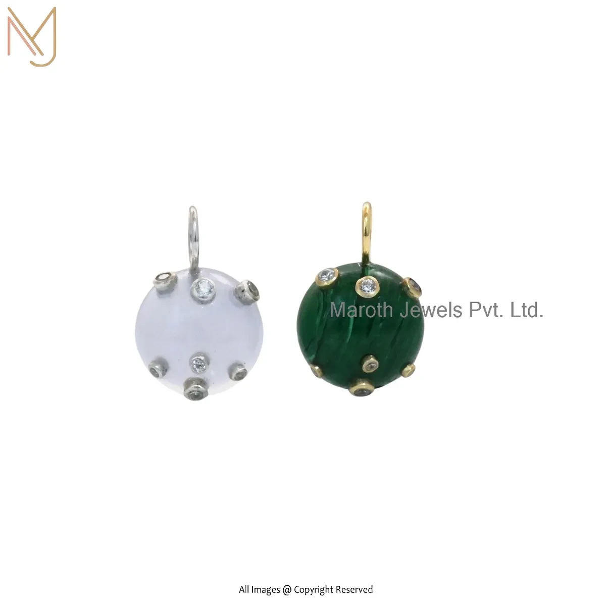 Private Lable 925 Silver Yellow Gold Plated Cubic Zircon & Turquoise Gemstone Ball Pendant