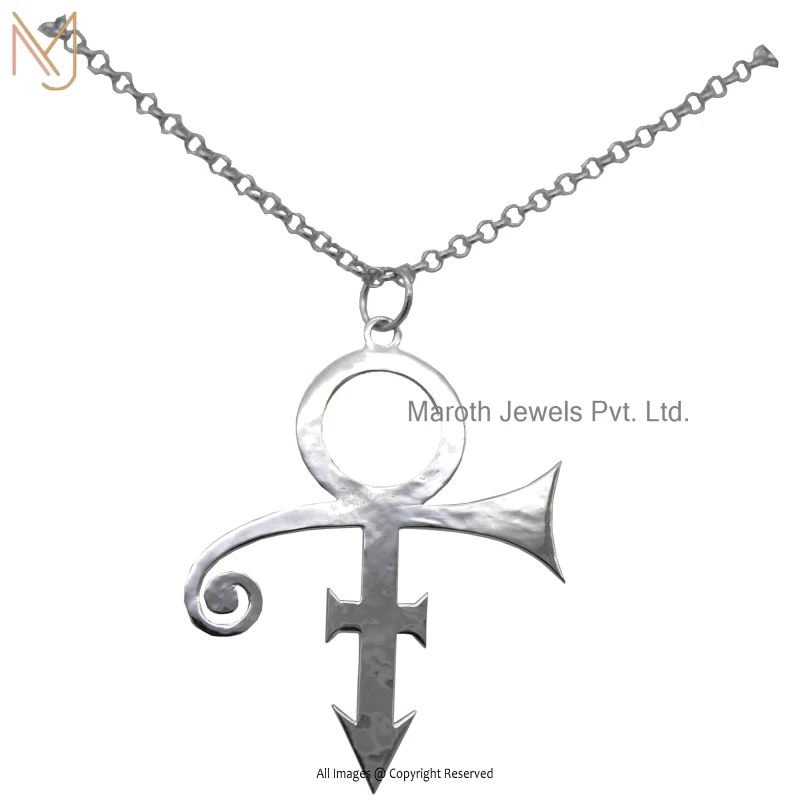14K White Gold Prince Love Symbol Pendant Custom Jewelry