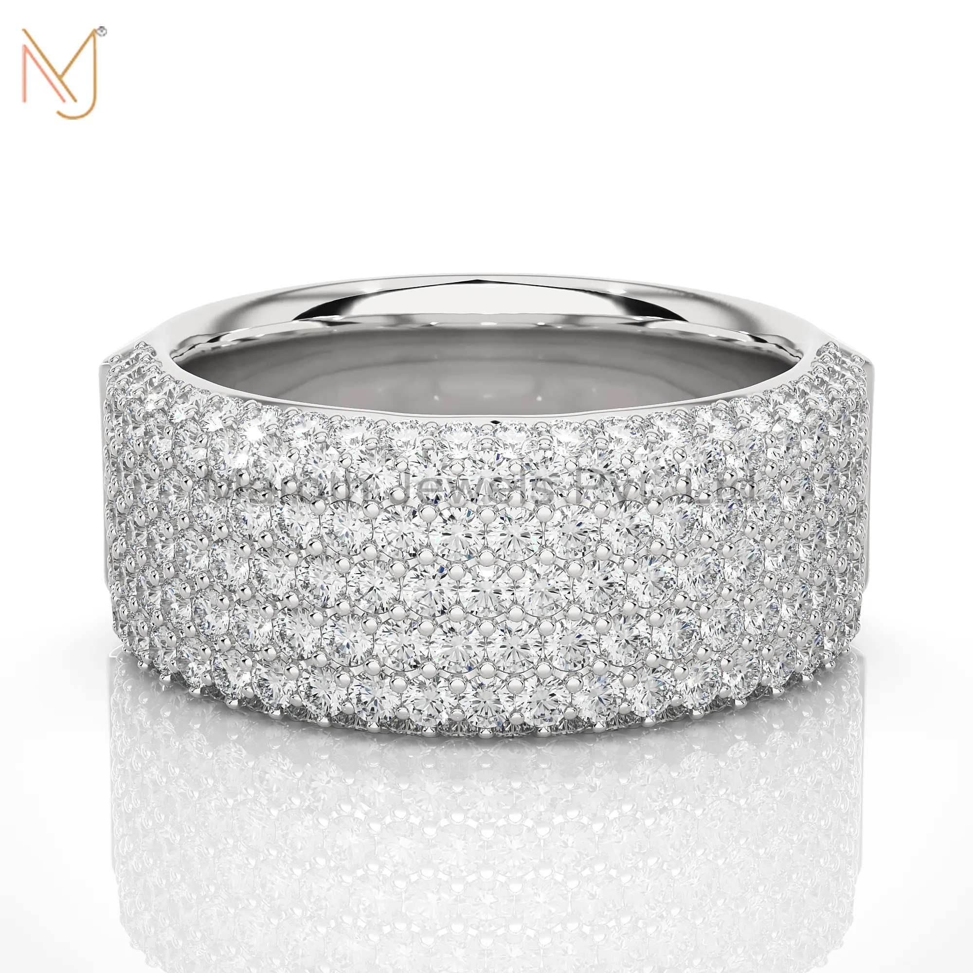 925 Silver Yellow Gold Moissanite Diamond Round Ring Manufacturer