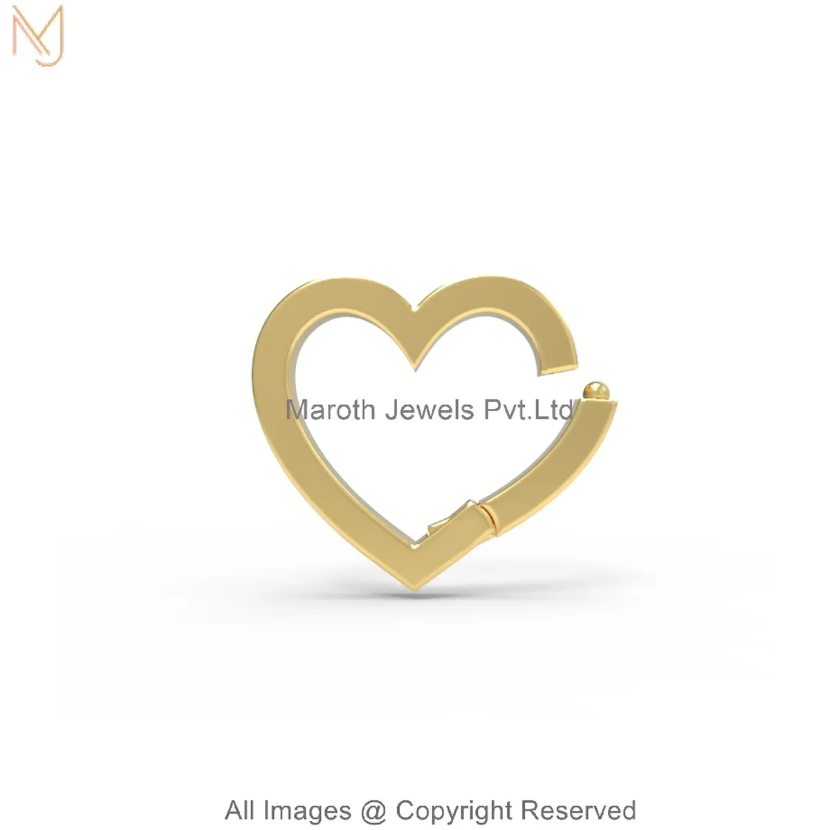14K Yellow Gold Open Heart Enhancer Charm Holder Manufacturer