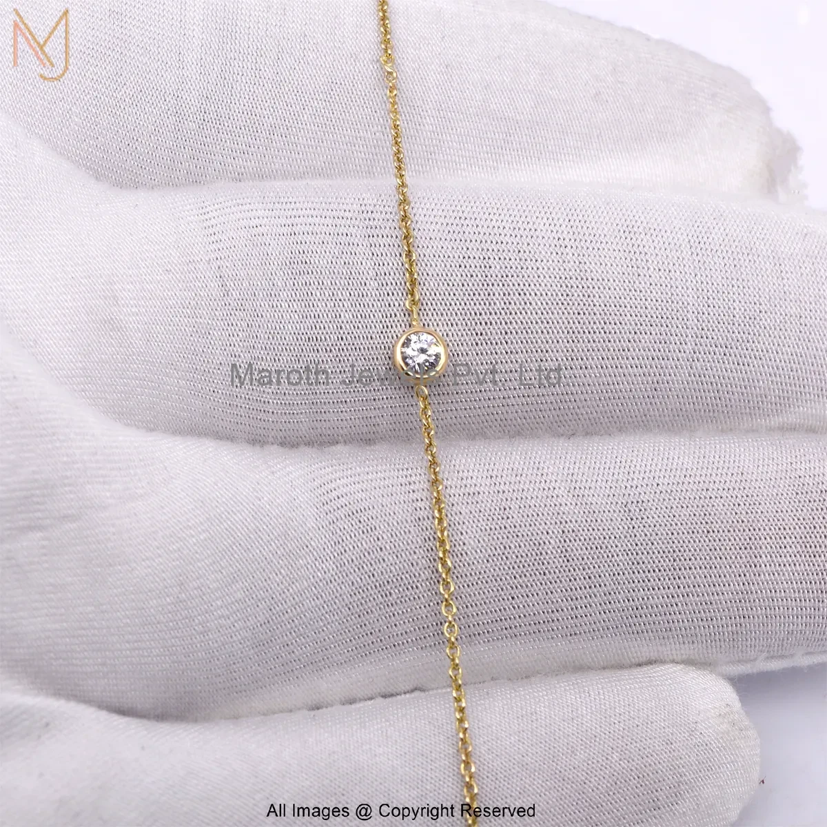 14K Yellow Gold SI GH Diamond Chain Bracelet Jewelry Supplier