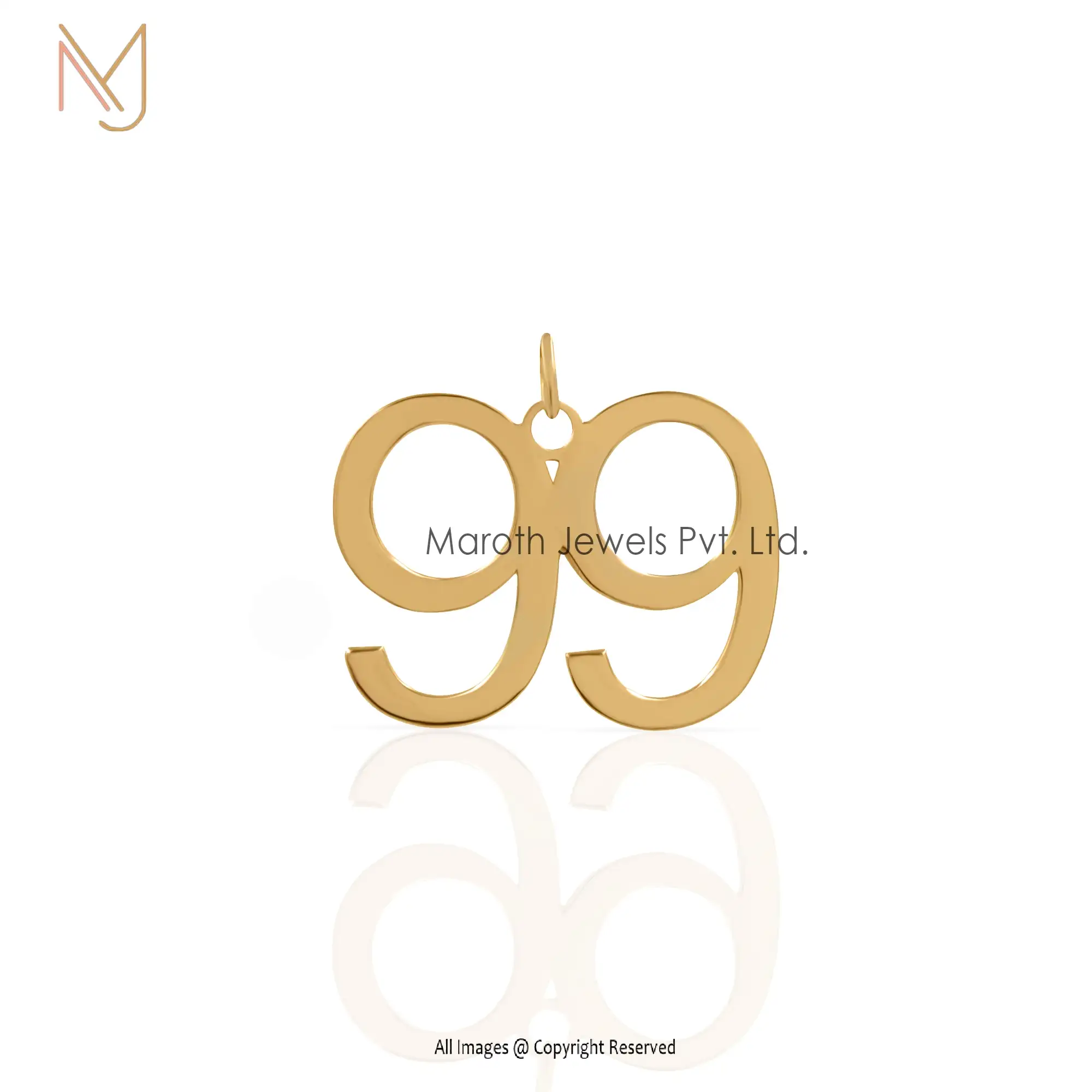 925 Silver Yellow Gold Plated 10 Number Charms Pendant Jewelry Manufacturer