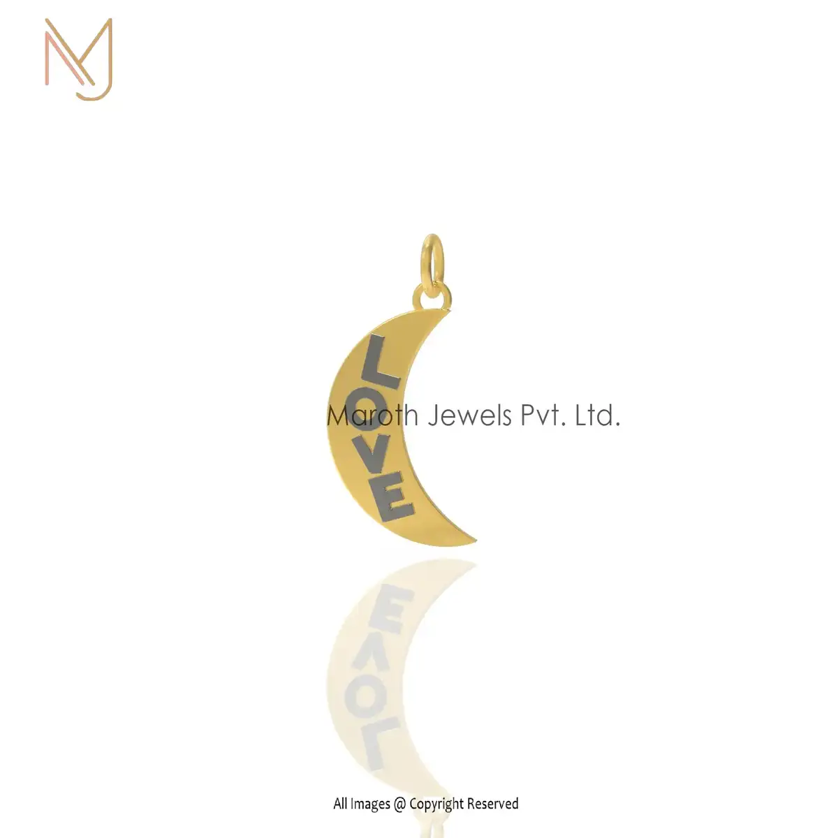 14k Yellow Gold Plated Half Moon LOVE Pendant Jewelry Wholesale