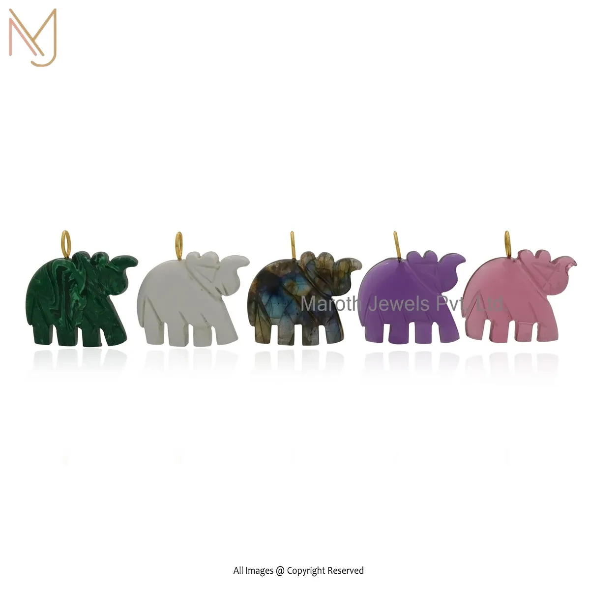 925 Silver Yellow Gold Plated Labradorite Elephant Pendant Jewelry Supplier