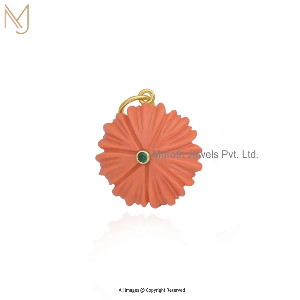 Private Lable 14K Yellow Gold Amazonite & Yellow Cubic Zircon Gemstone Flower Pendant