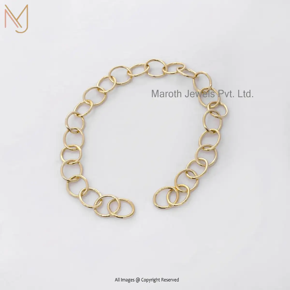 925 Silver Yellow Gold Round Link Chain Bracelets Manufacturer