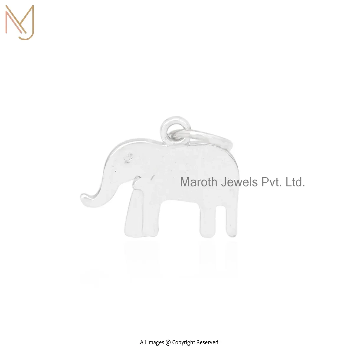 925 Silver Natural Silver Plated Elephant Charm Pendant Jewelry Supplier