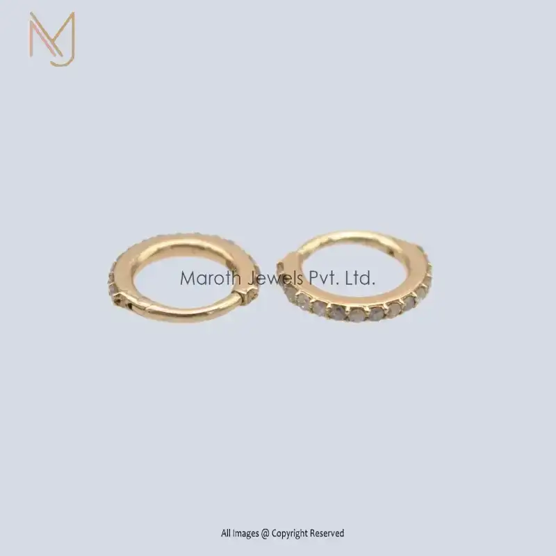 925 Silver Yellow Gold Round Huggies Earrings Handmade Jewelry manufacturer
