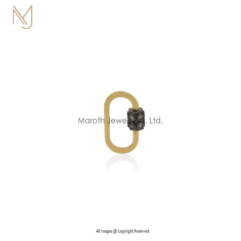 925 Silver Gold Wire & Black Nut With Diamond Carabiner Lock Manufacturer