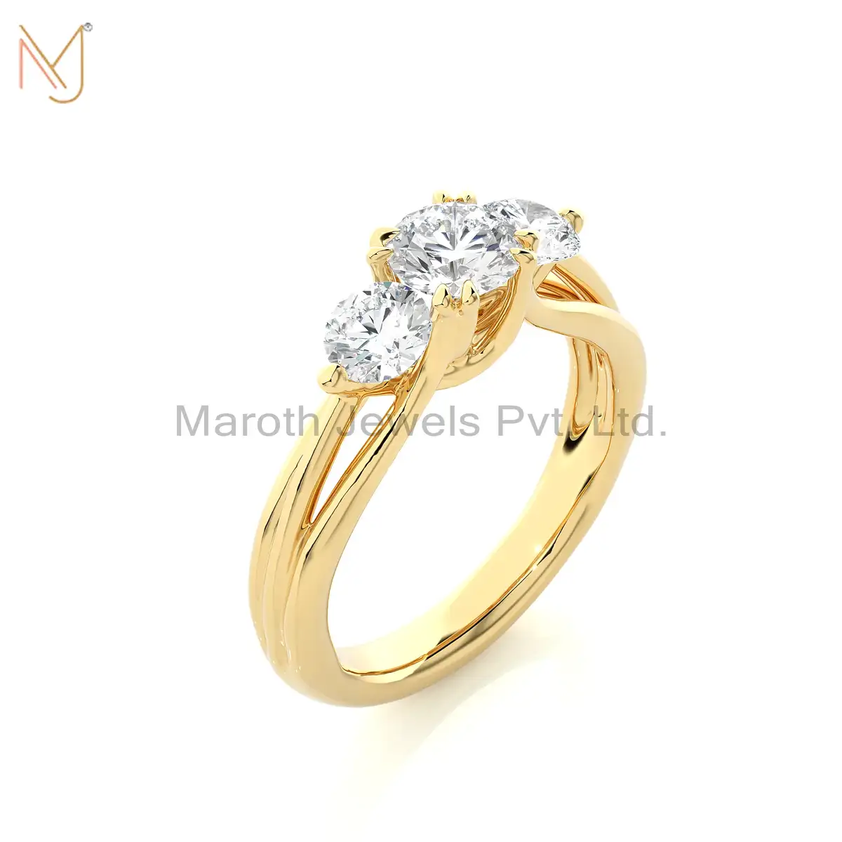 14K Yellow Gold Moissanite Diamond Round Cut Ring Jewelry Manufacturer