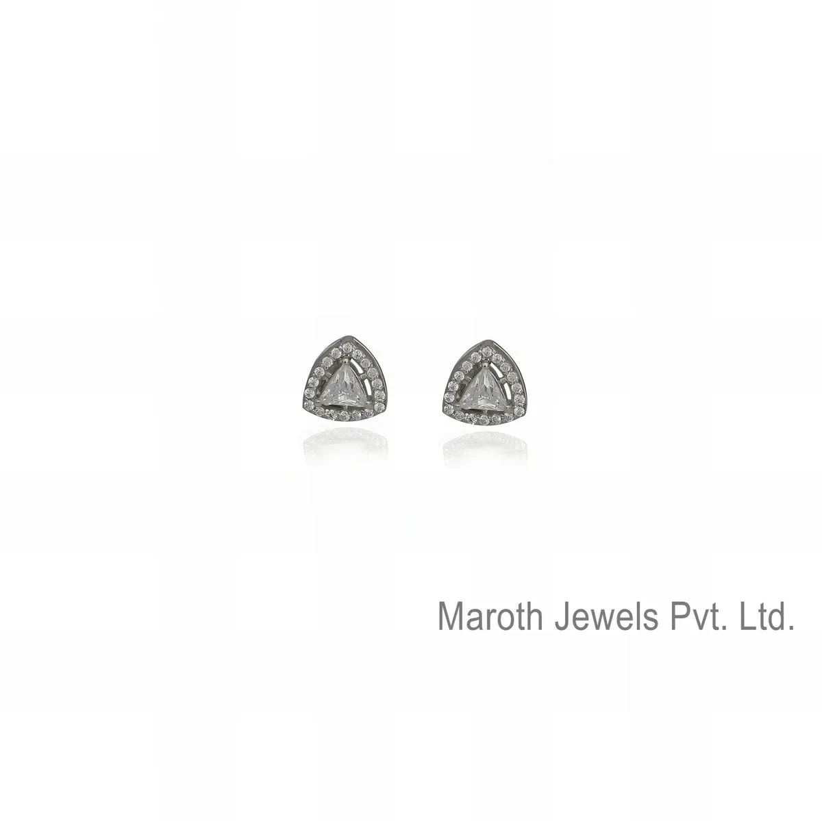 925 Silver Rose Gold Plated Cubic Zircon Trillion Halo Solitaire Stud Earrings Manufacturer