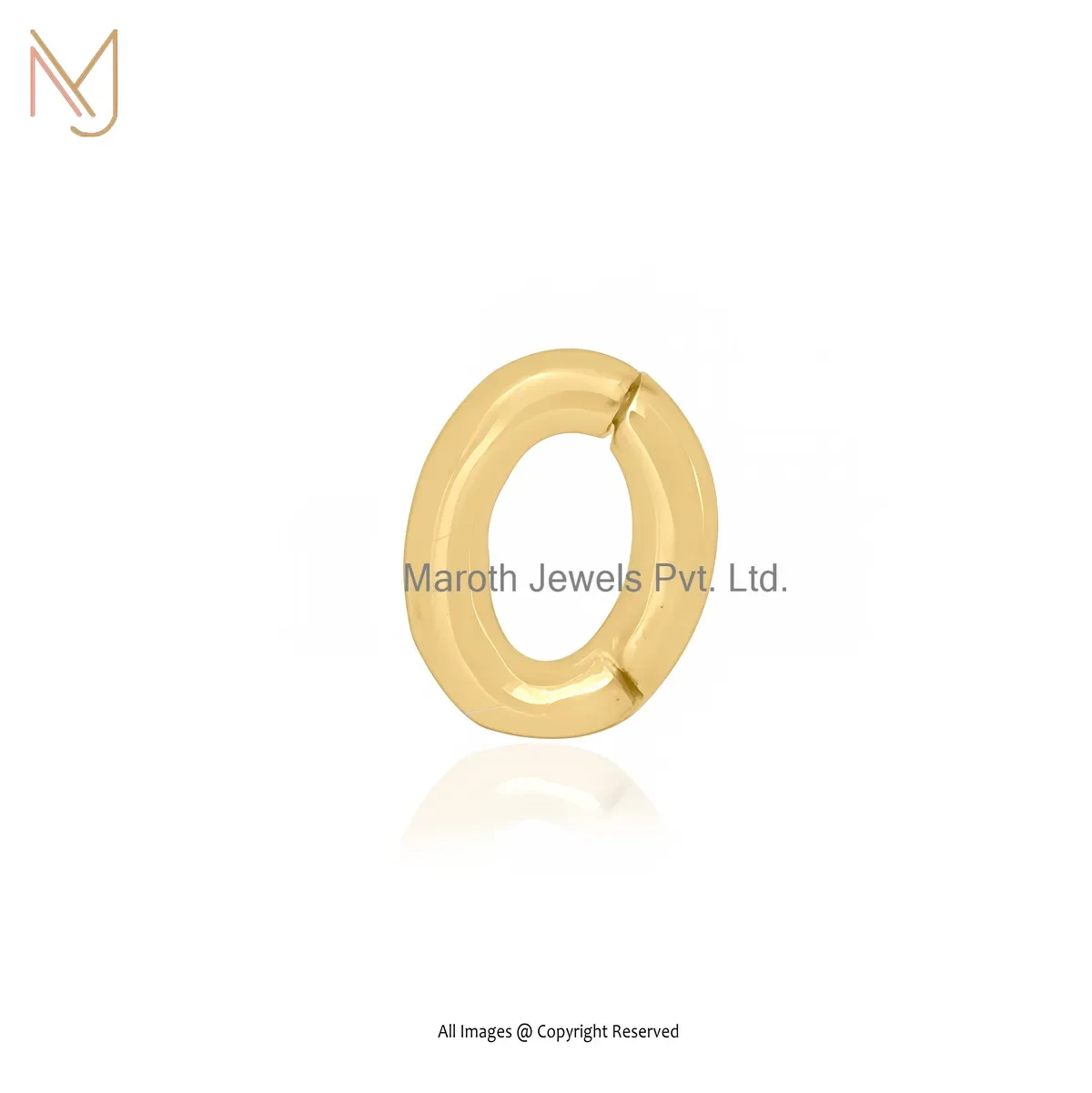 14K Yellow Gold Oval Link Charm Holder Jewelry Supplier