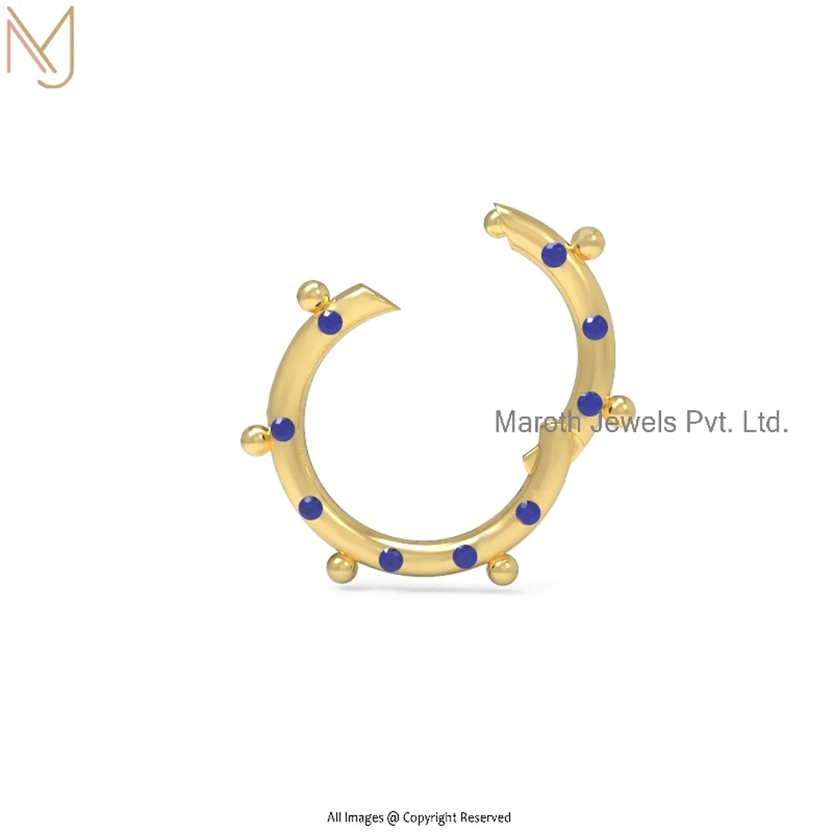 925 Silver Yellow Gold Plated Pave Diamond Gemstone Round Ball Enhancer Lock Charm Holder USA