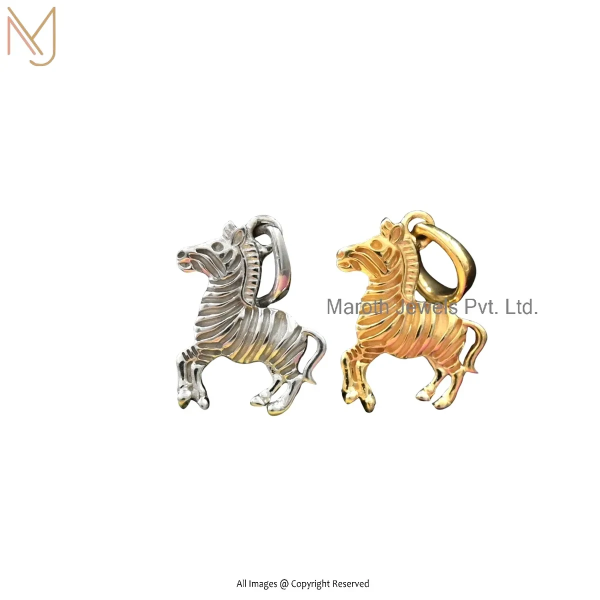 952 Silver White Gold Plated Zebra Brooch Charm Pendant Custom Jewelry