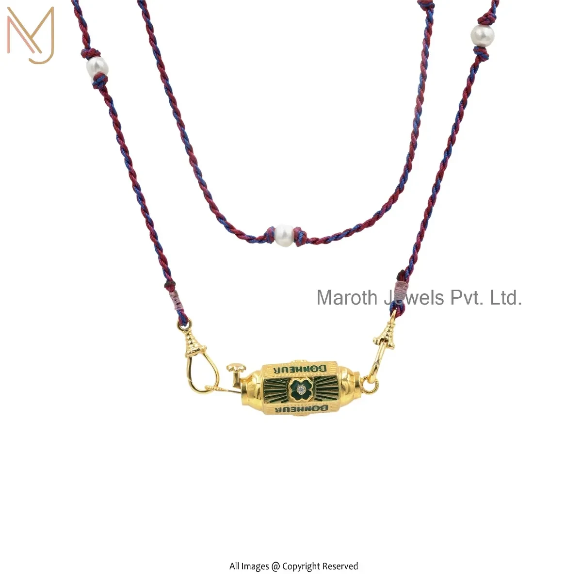 Private Lable 925 Silver Yellow Gold Plated Cubic Zircon & Green Enamel Gemstone Amulet Pendant