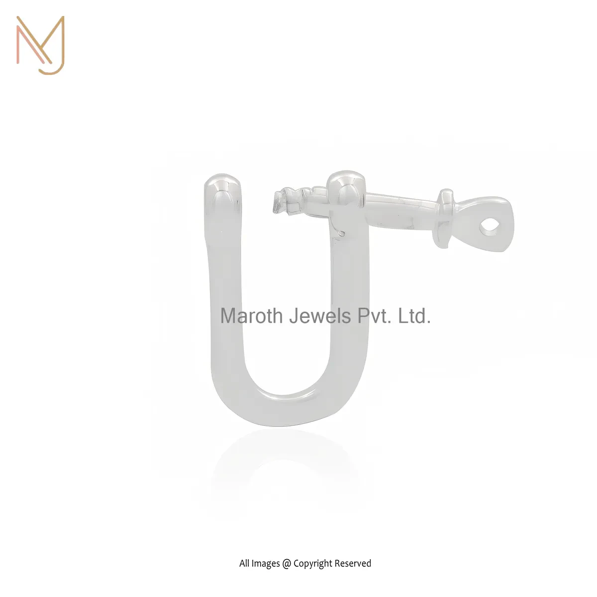 14K White Gold Snaffle Bit Lock Charm Holder Custom Jewelry