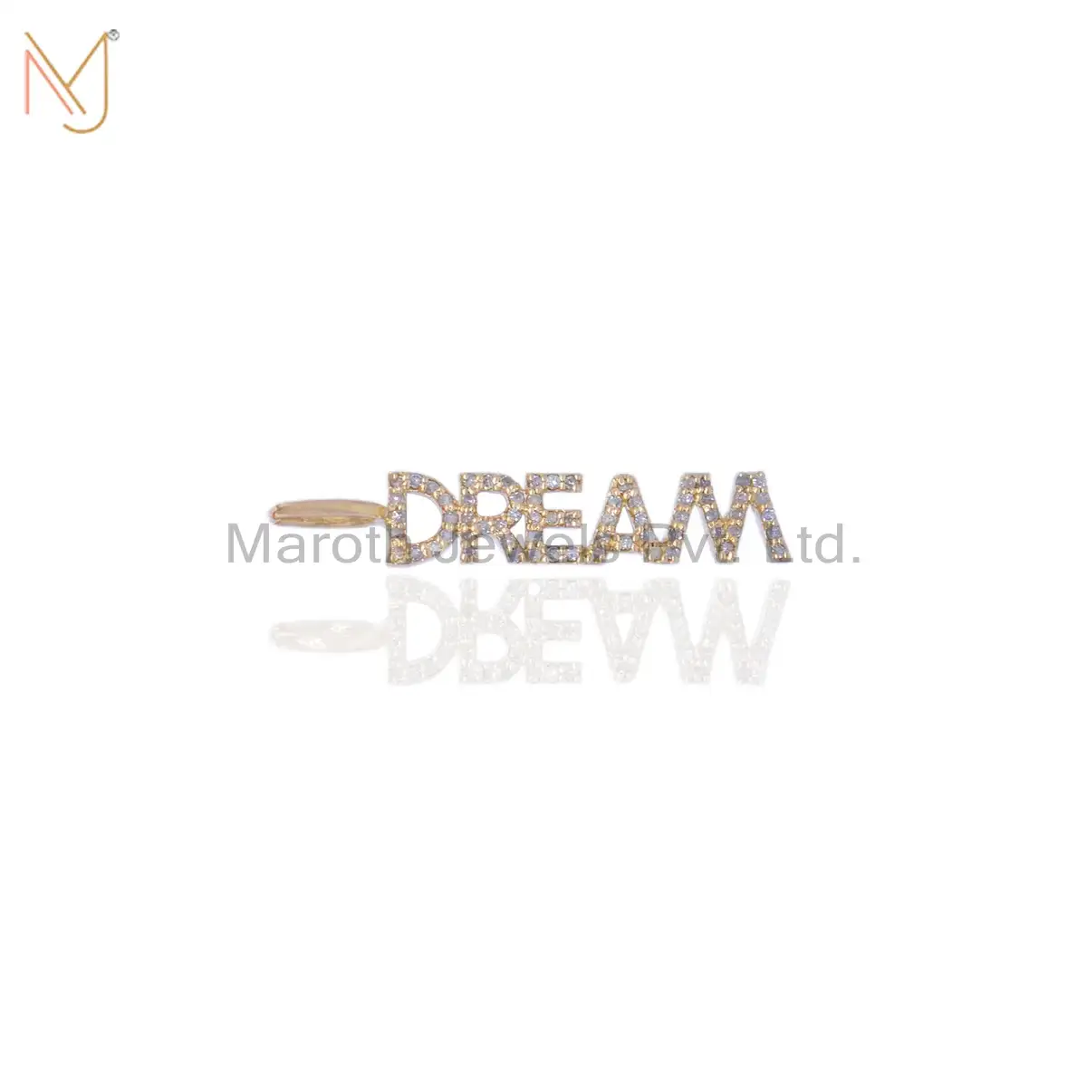 925 Silver Yellow Gold Diamond Initials Dream Name Pendant Jewelry Supplier
