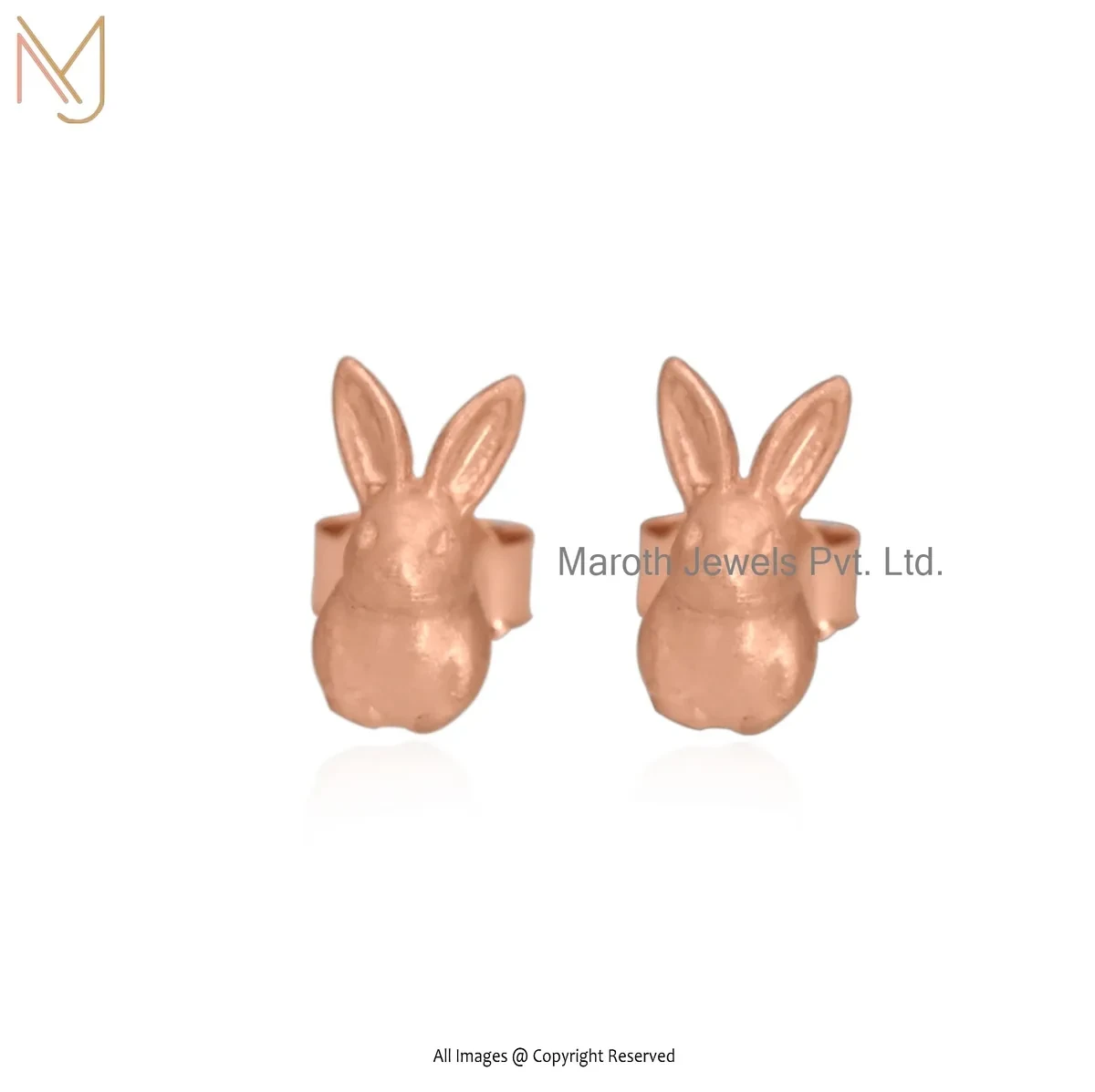 925 Silver Yellow Gold Plated Rabbit Studs Earring Manufacturer