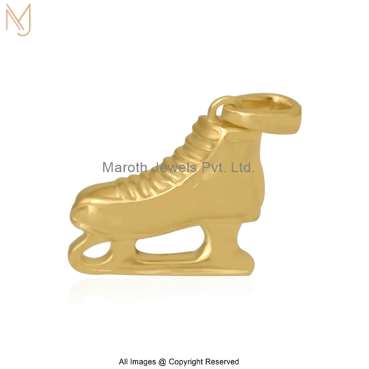 14K Yellow Gold Ice Skate Shoe Charm Pendant Jewelry Supplier