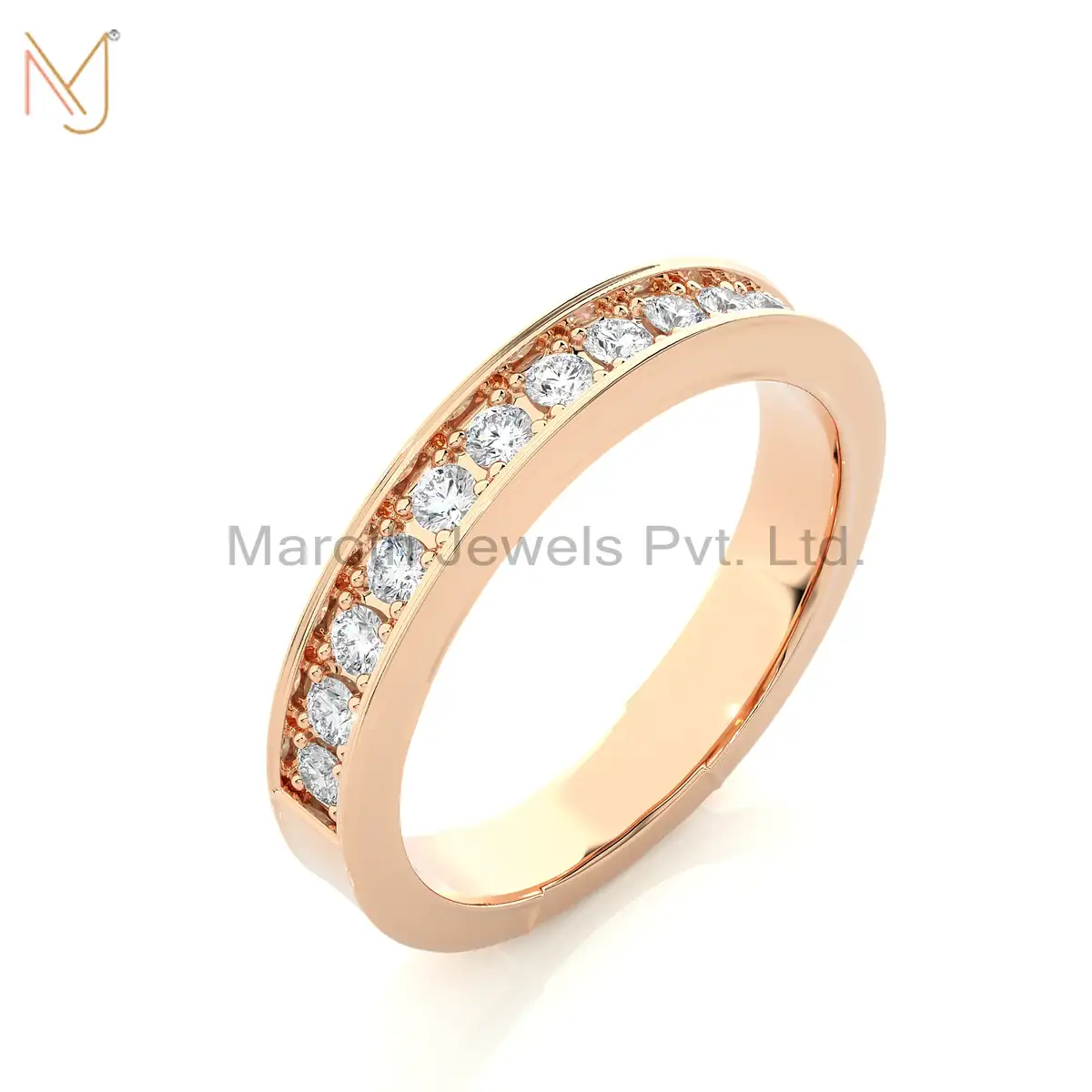 Private Label 14k Yellow Gold Moissanite Diamond Round Ring