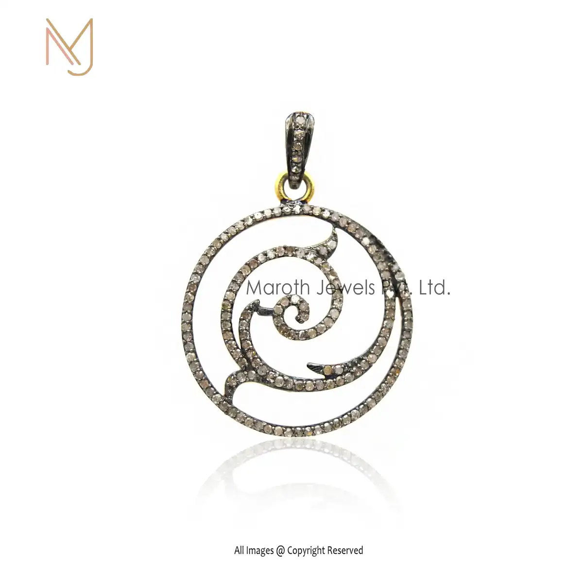 14k Yellow Gold Pave Diamond Wholesale Spiritual Pendant Jewelry Manufacturer