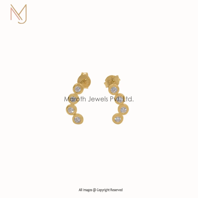 925 Silver 0.5 Micron 14K Yellow gold plated Zikzak Stud Earrings