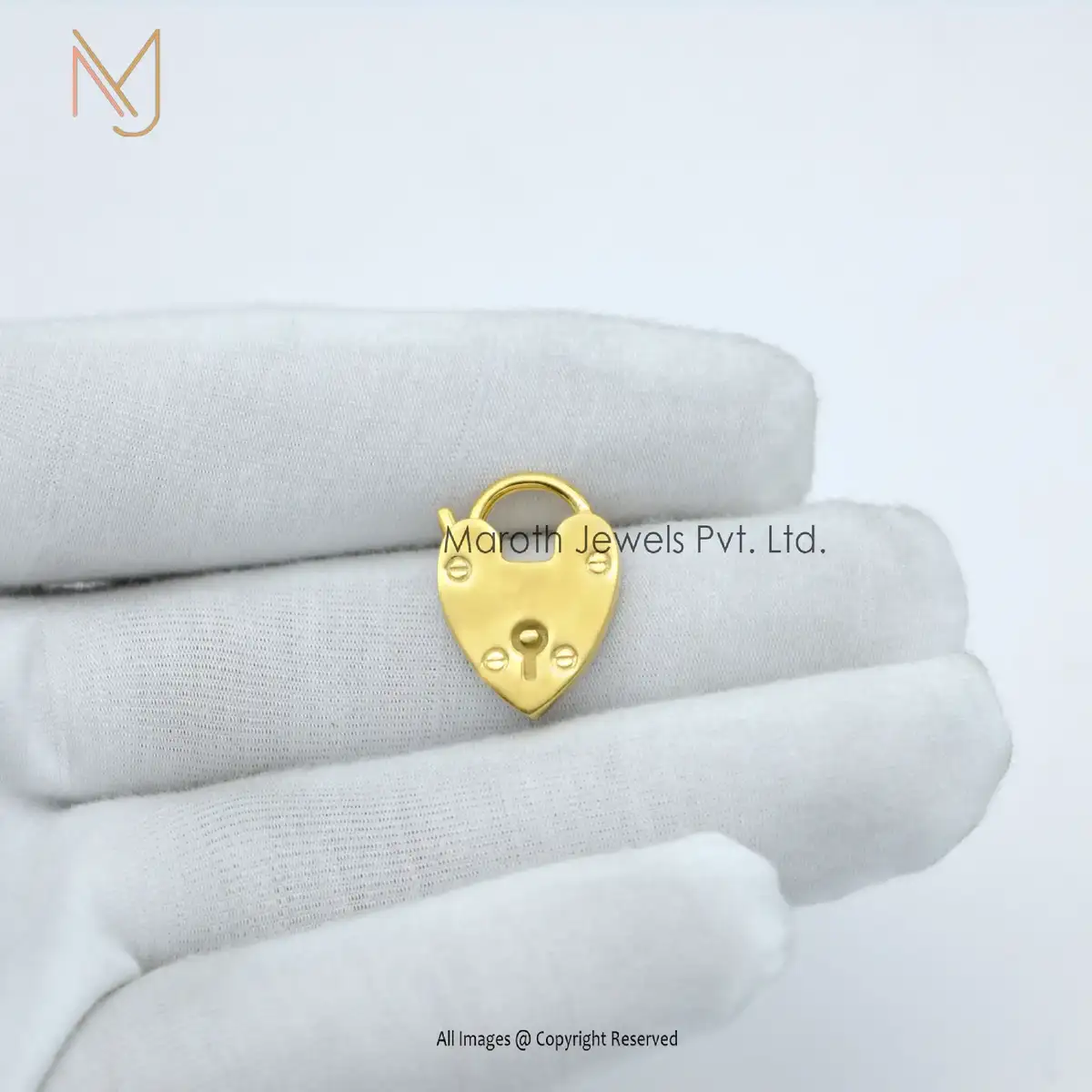 925 Silver Yellow Gold Plated Padlock Pendant Handmade Jewelry Manufacturer
