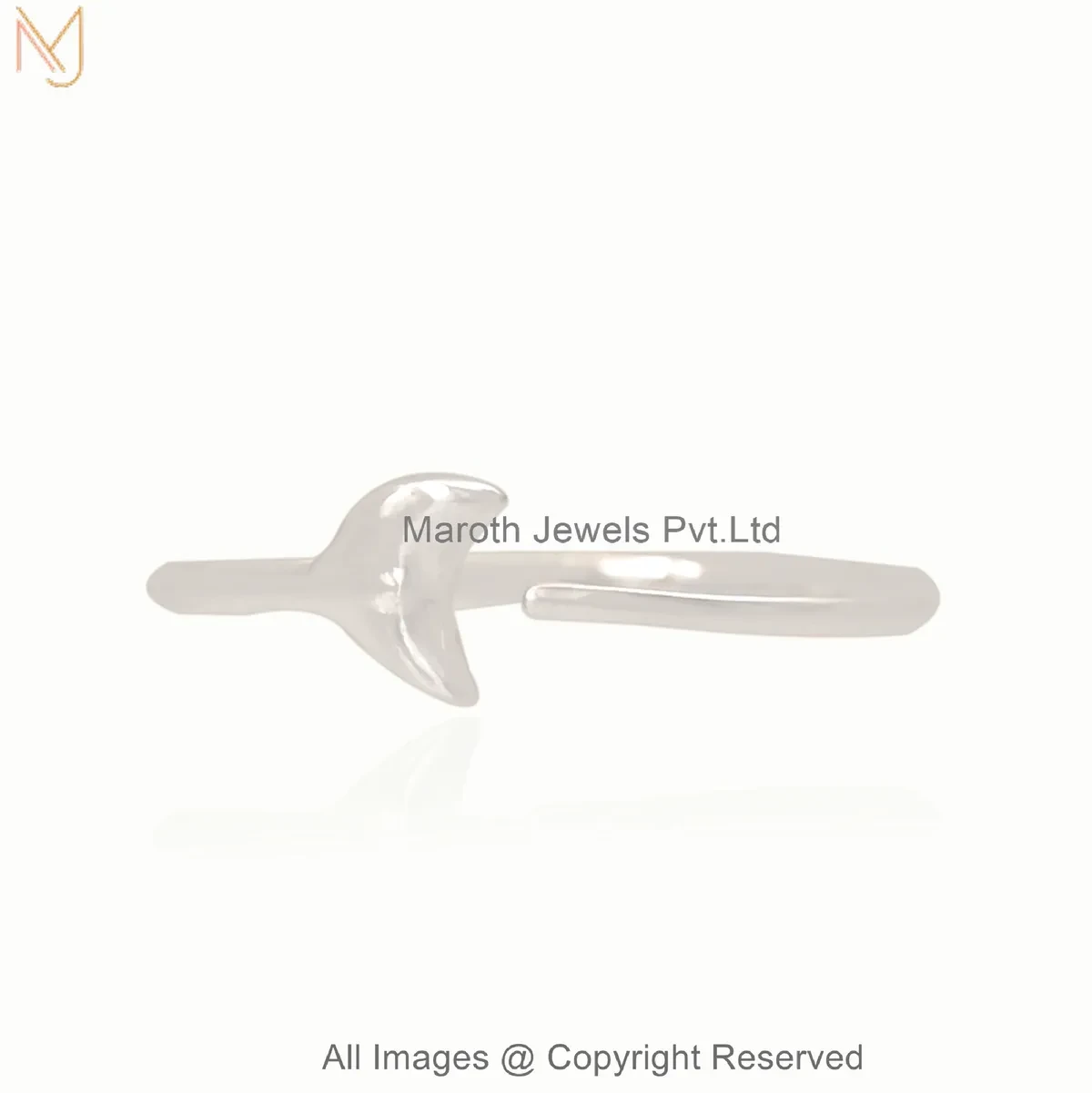 14K White Gold Dolphin Tail Design Ring Custom Jewelry