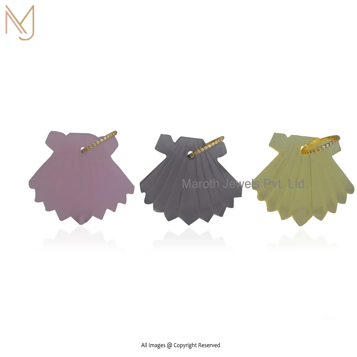 Wholesale 925 Silver Yellow Gold Plated Cubic Zircon & Amethyst Gemstone Shell Pendant