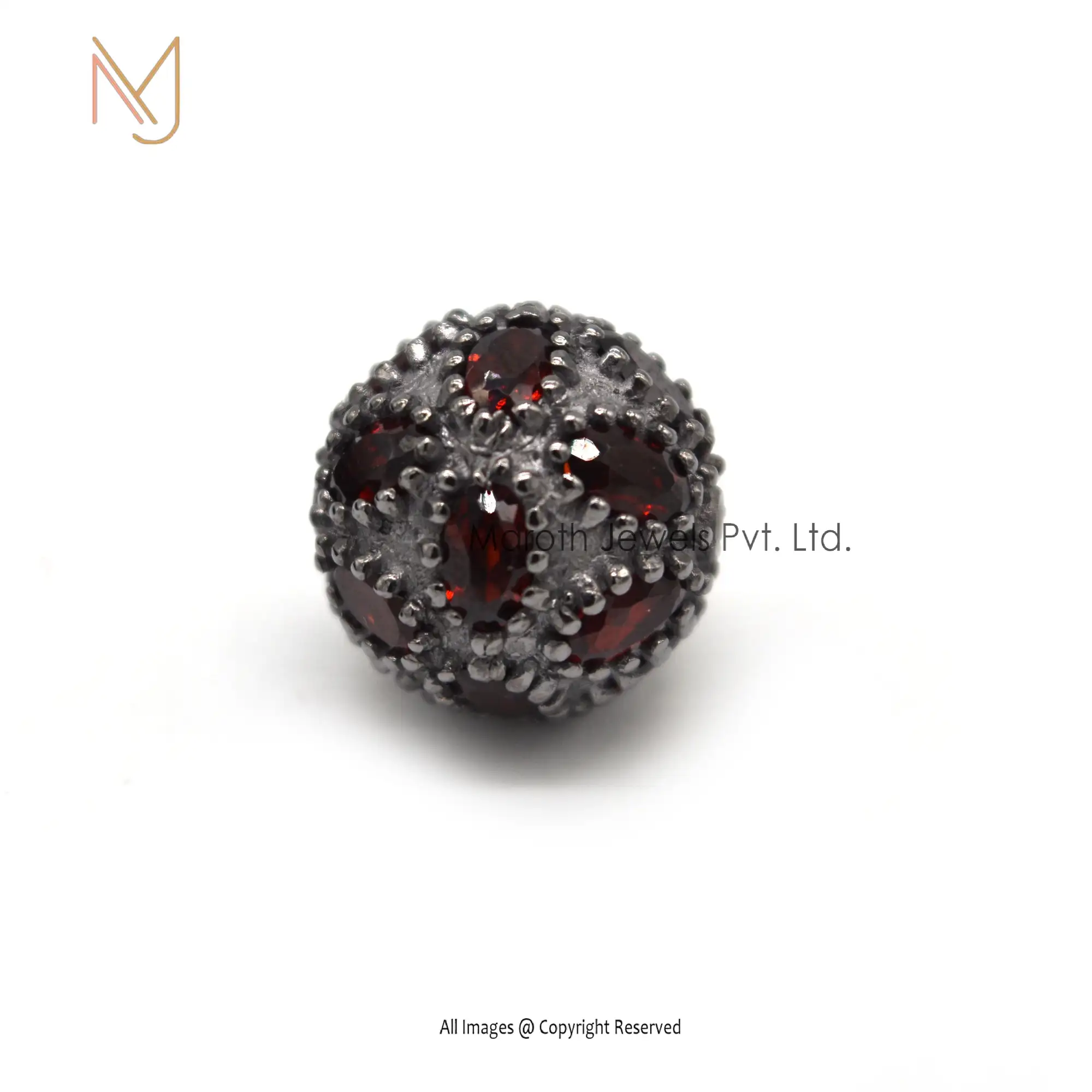925 Silver Garnet Gemstone Round Beads Connector Finding Sterling Silver Jewelry Wholesale