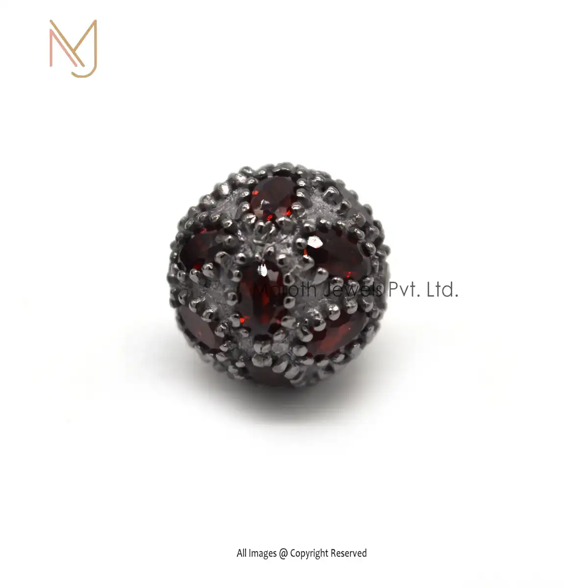 925 Silver Garnet Gemstone Round Beads Connector Finding Sterling Silver Jewelry Wholesale