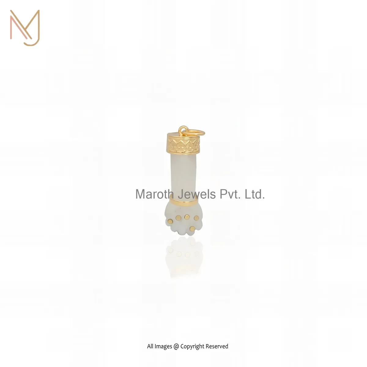 925 Silver Yellow Gold Plated Moonstone Figa Pendant Jewelry Supplier