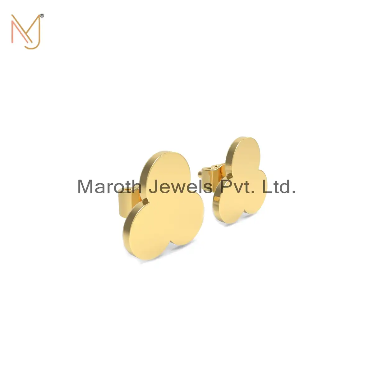 925 Silver Yellow Gold Plated Club Stud Earrings Jewelry Manufacturer
