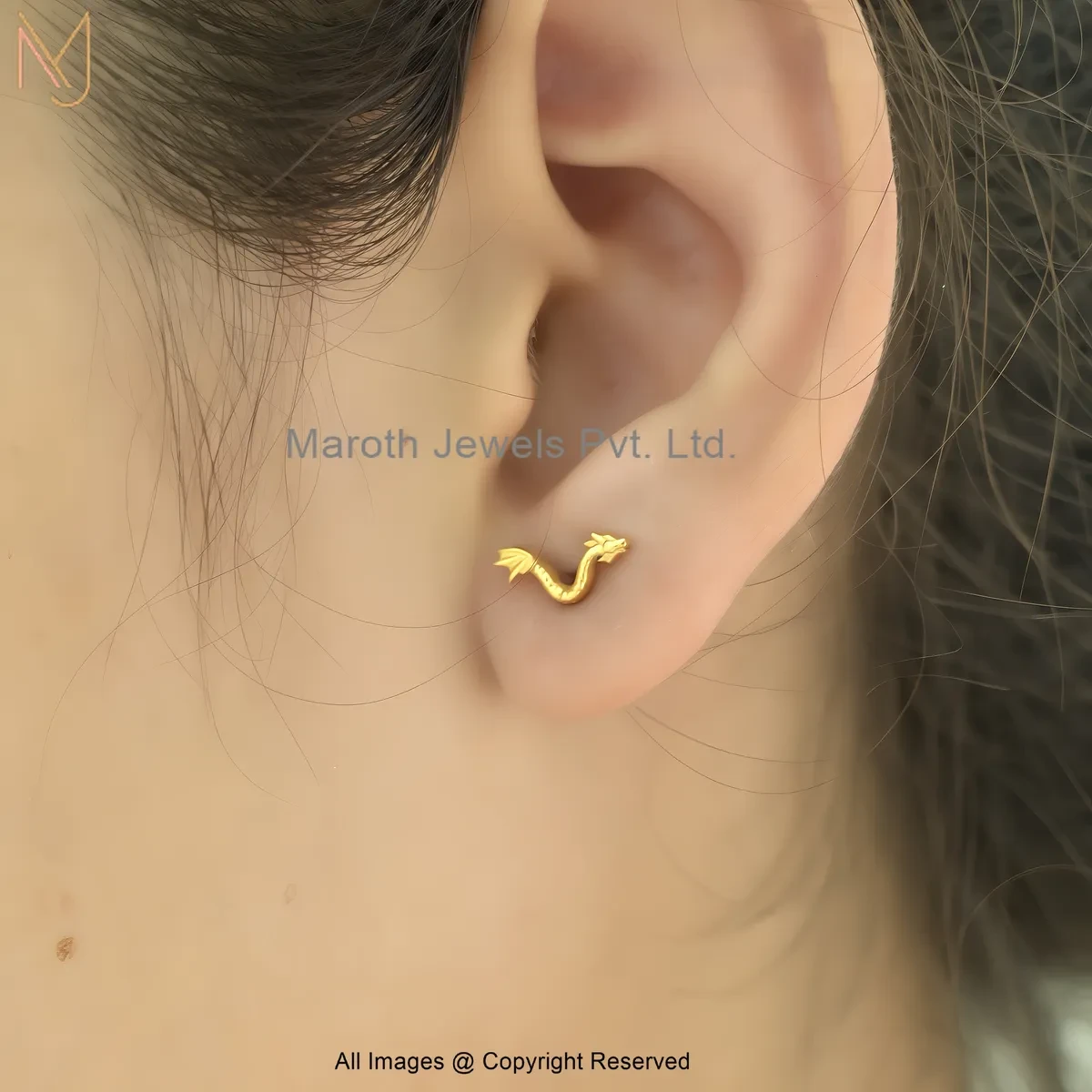 925 Silver Yellow Gold Plated Dragon Spine Ear Climber Stud Earring Custom Jewelry