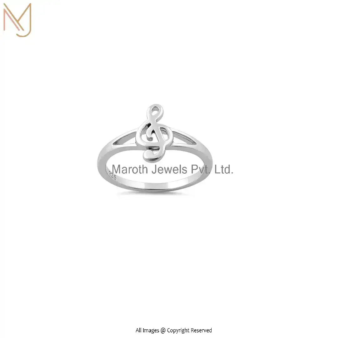 92.5 Sterling Silver Musical Note Ring Custom Jewelry