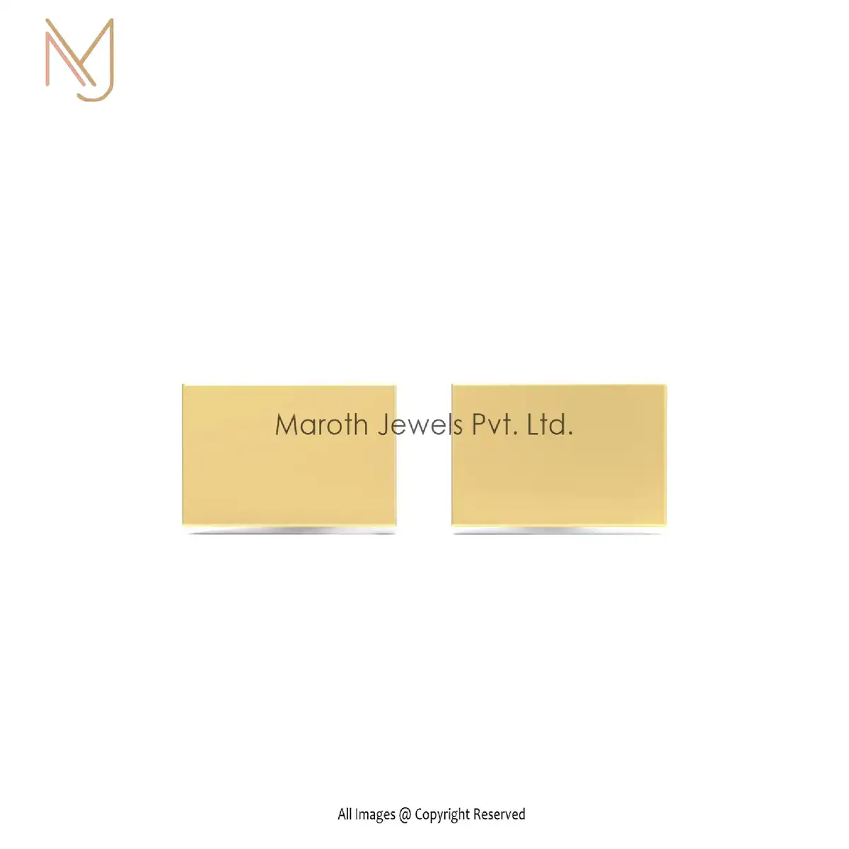 925 Silver Yellow Gold Plated Rectangle Stud Earring Jewelry Manufacturer