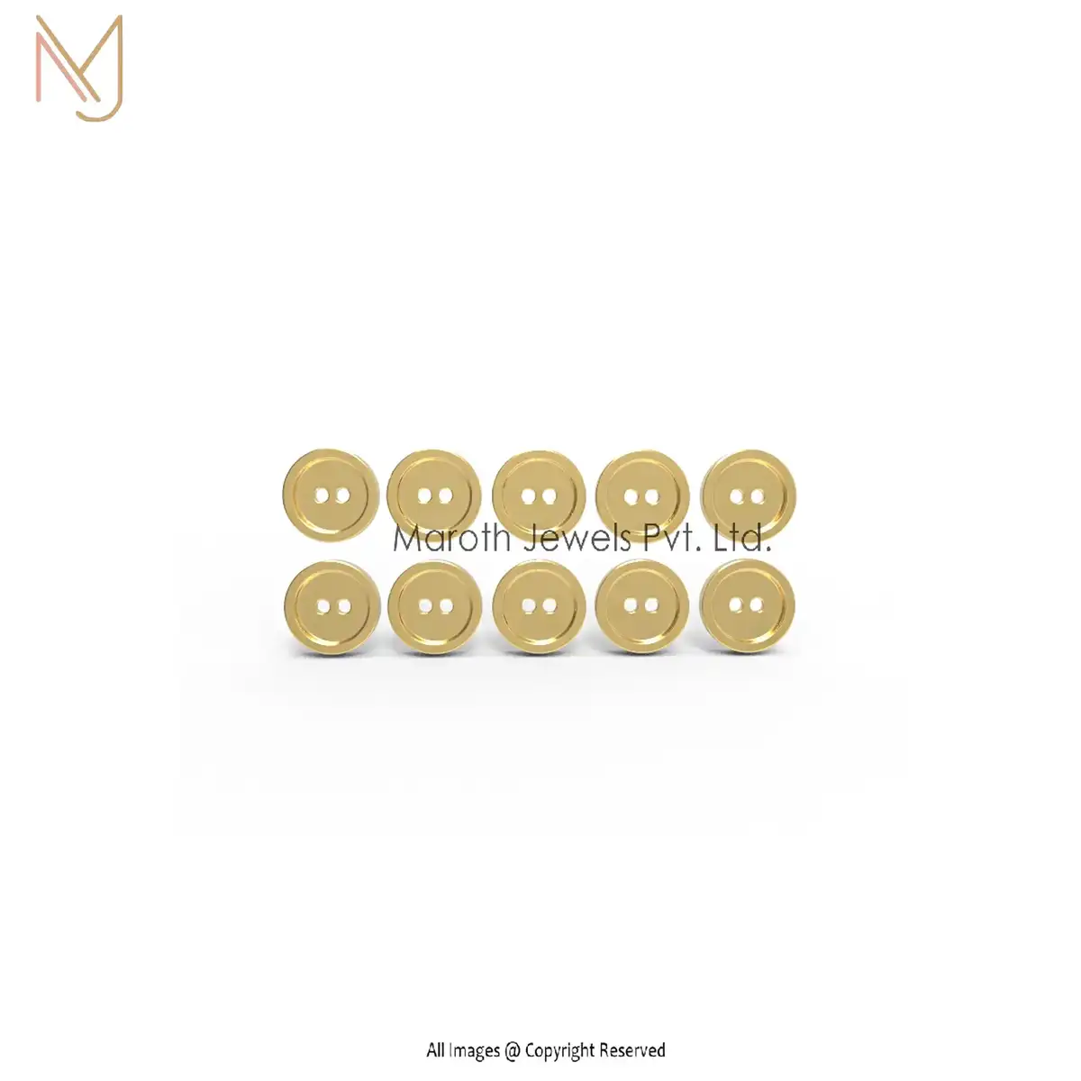 925 Yellow Gold 2 Hole Shirt Round Button Wholesale