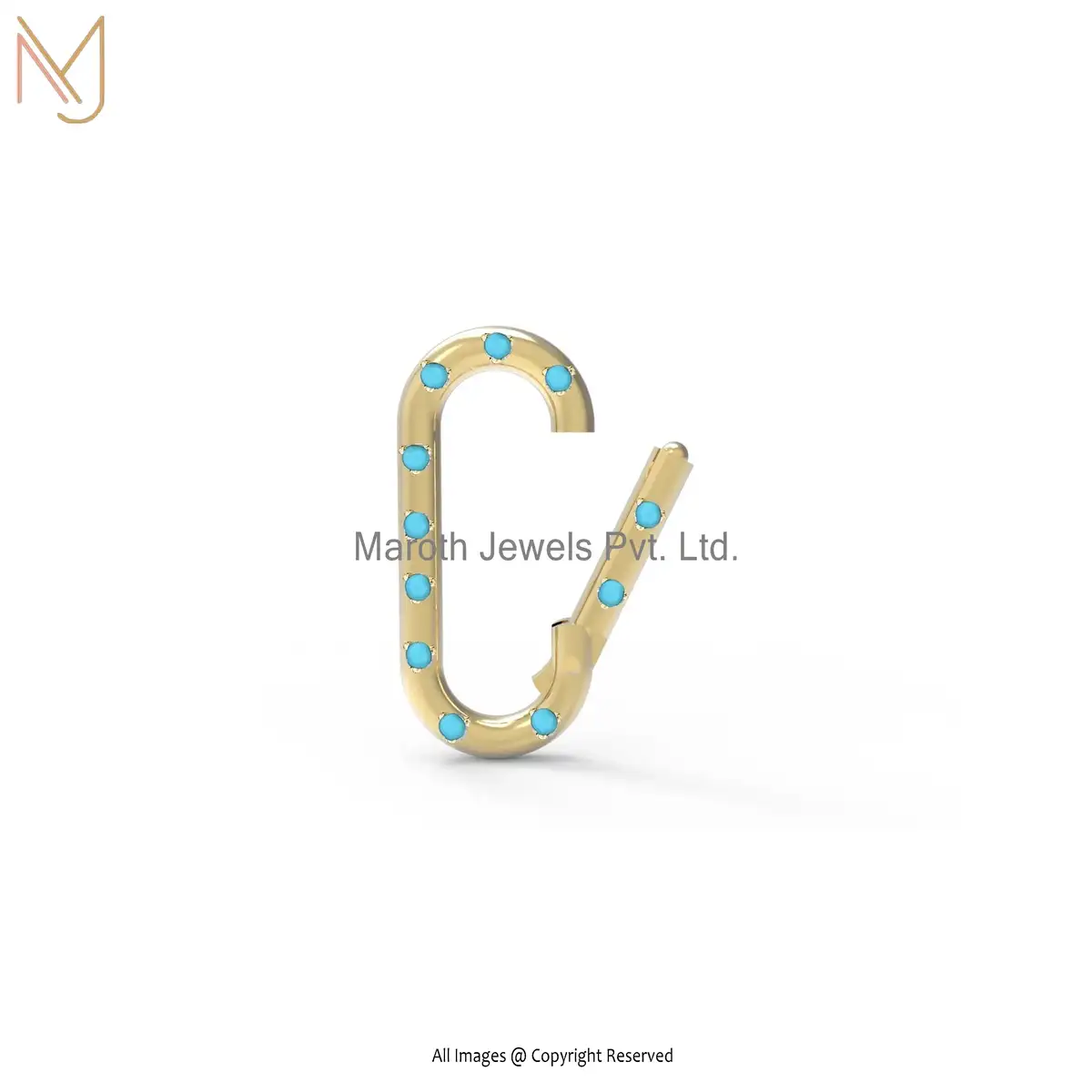 925 Silver Yellow Gold Plated Oval Charm Holder Custom Jewelry