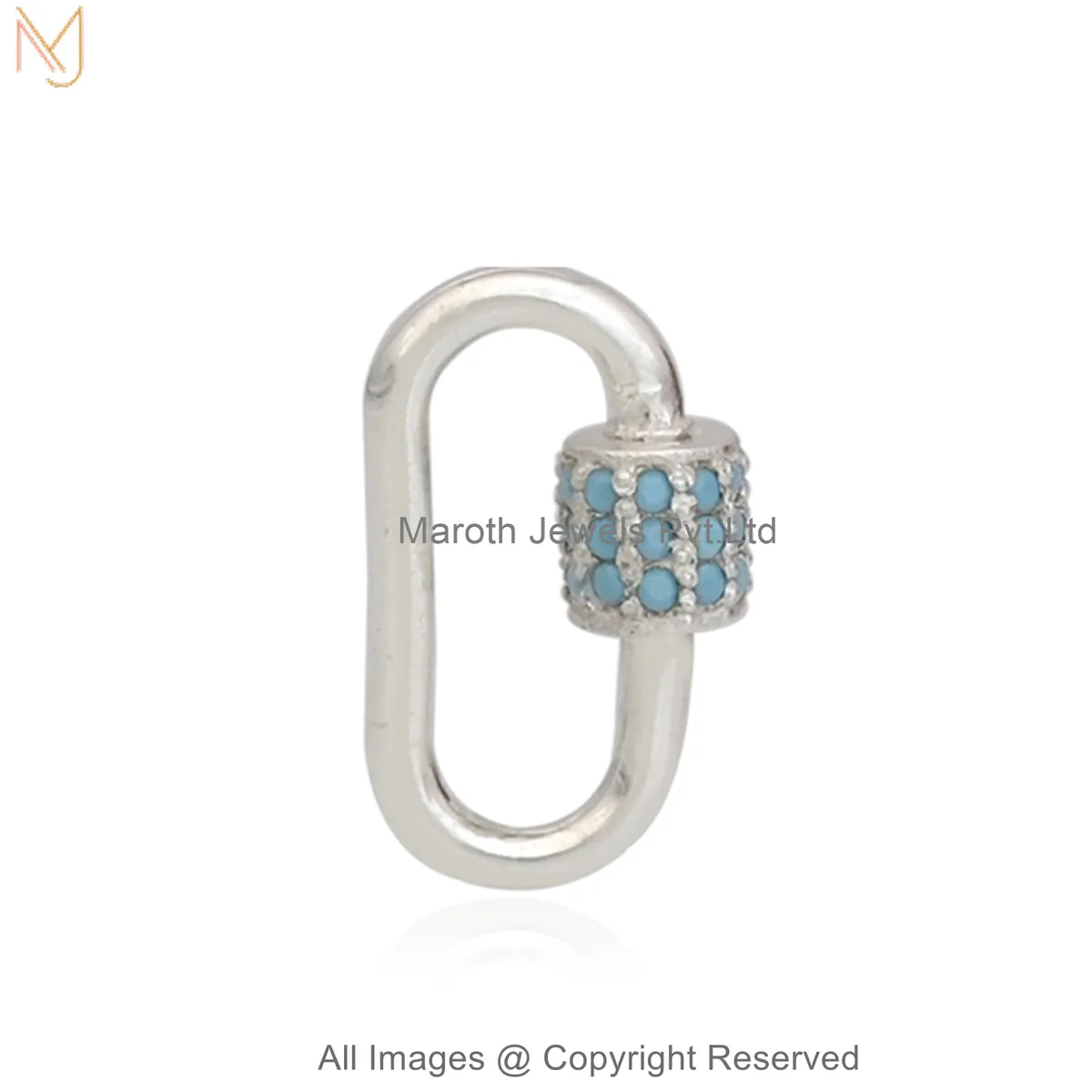 14K Yellow Gold Diamond Cubic Zircon Gemstone Carabiner Lock Jewelry Supplier