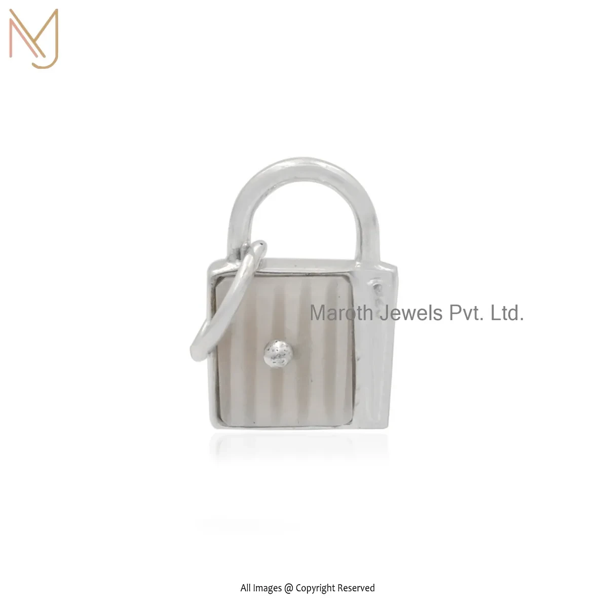 925 Silver Natural Silver Plated Pink Opal Gemstone Urn Padlock Pendant Manufacturer