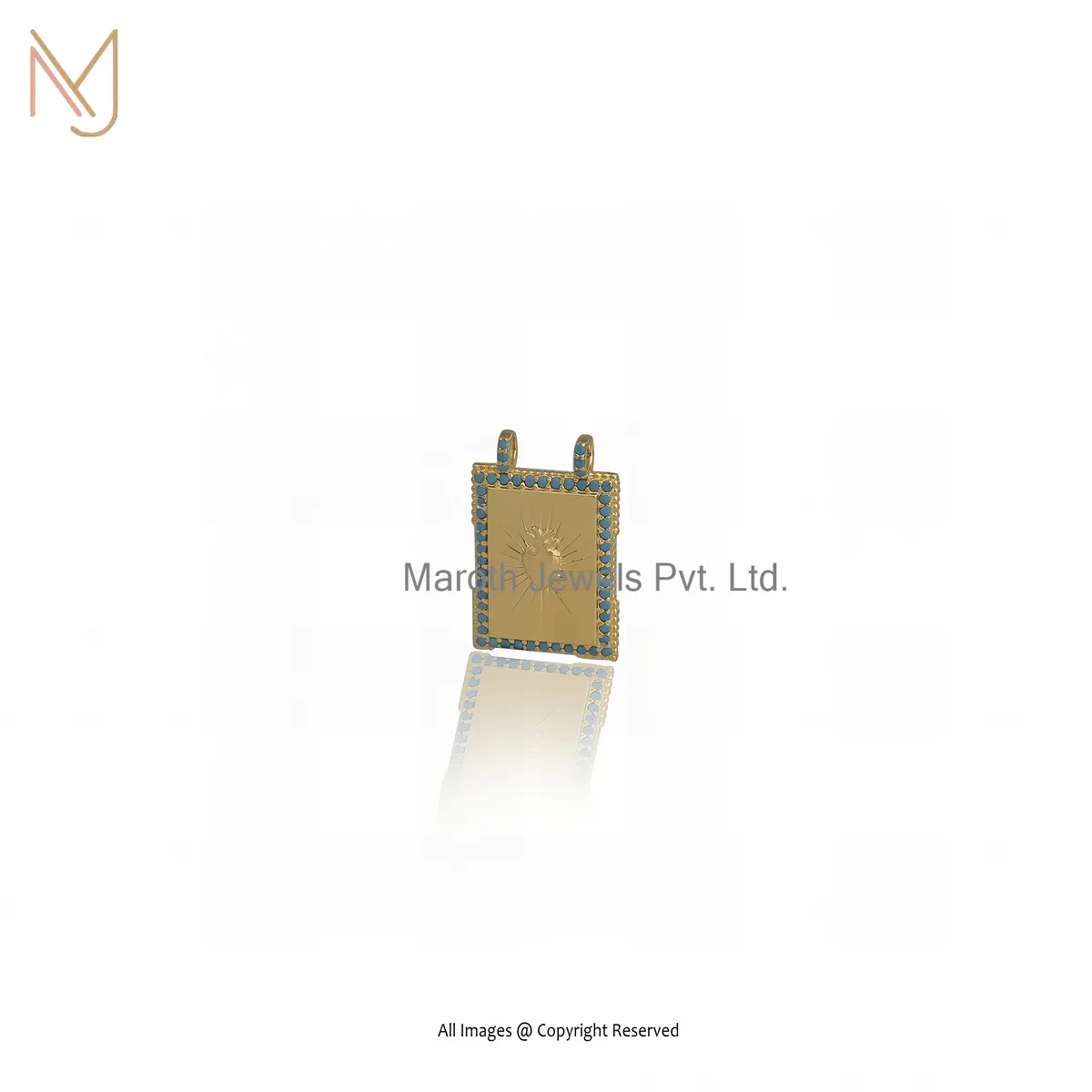 925 Silver Yellow Gold Plated Cubic Zircon Scapular Charm Pendant Manufacturer