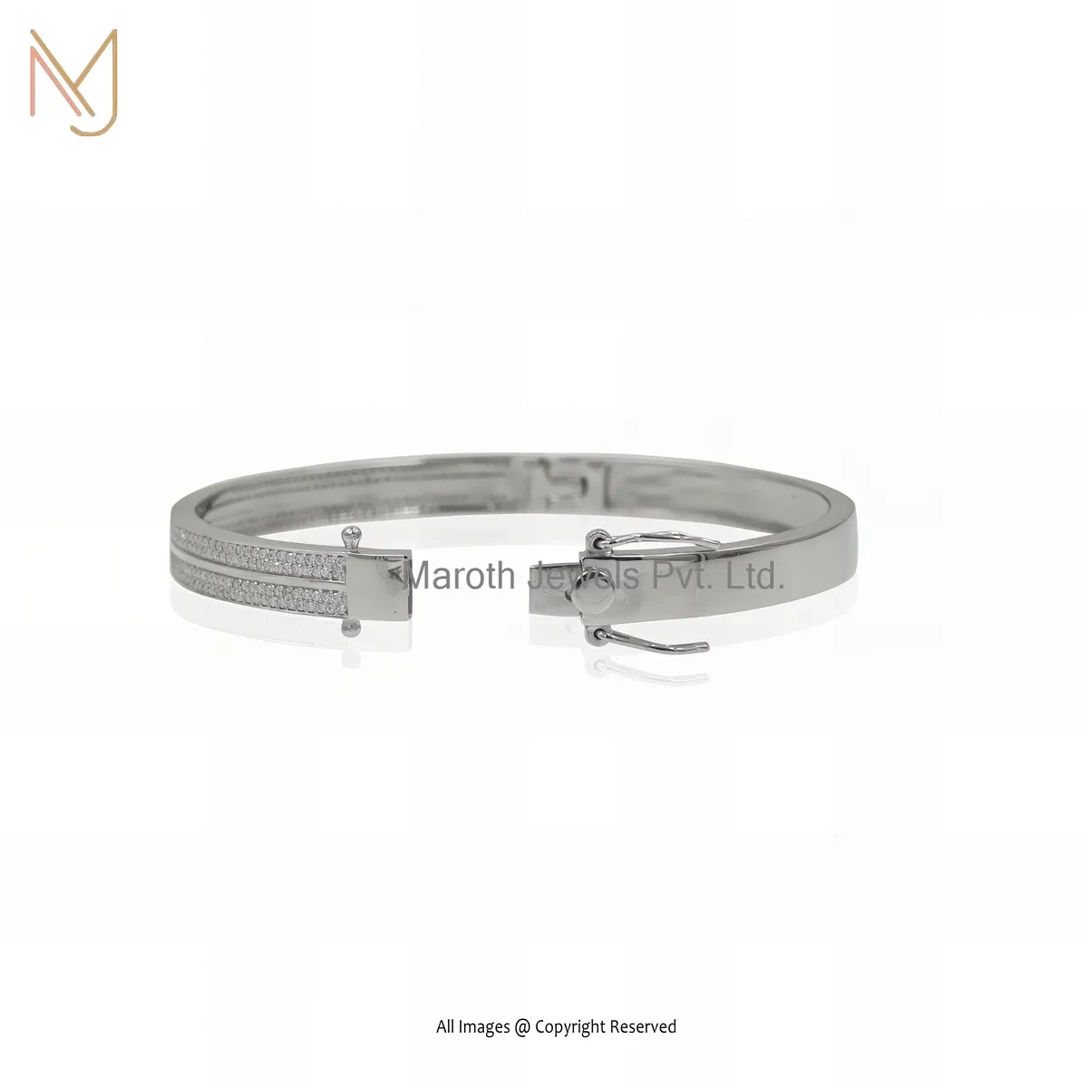 Wholesale 925 Silver White Gold Plated Diamond & Moissanite Bangle Jewelry