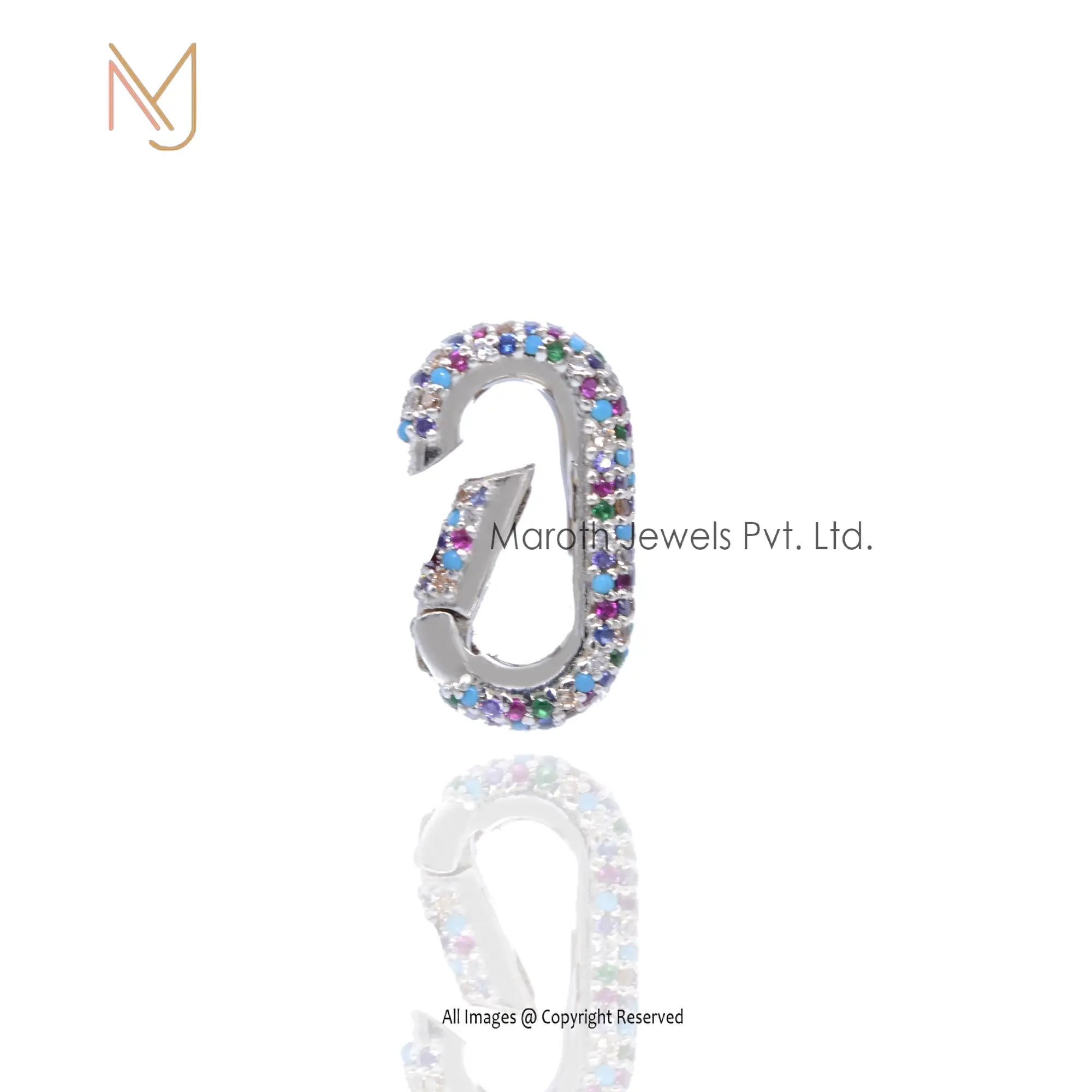 925 Silver Pave Diamond Push Lock Pendant Handmade Jewelry Manufacturer