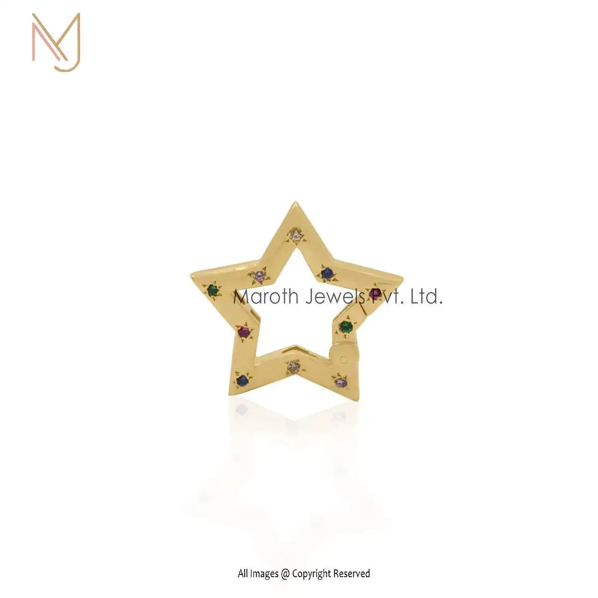 14K Gold Multi Gemstone Star Charm Holder Manufacturer