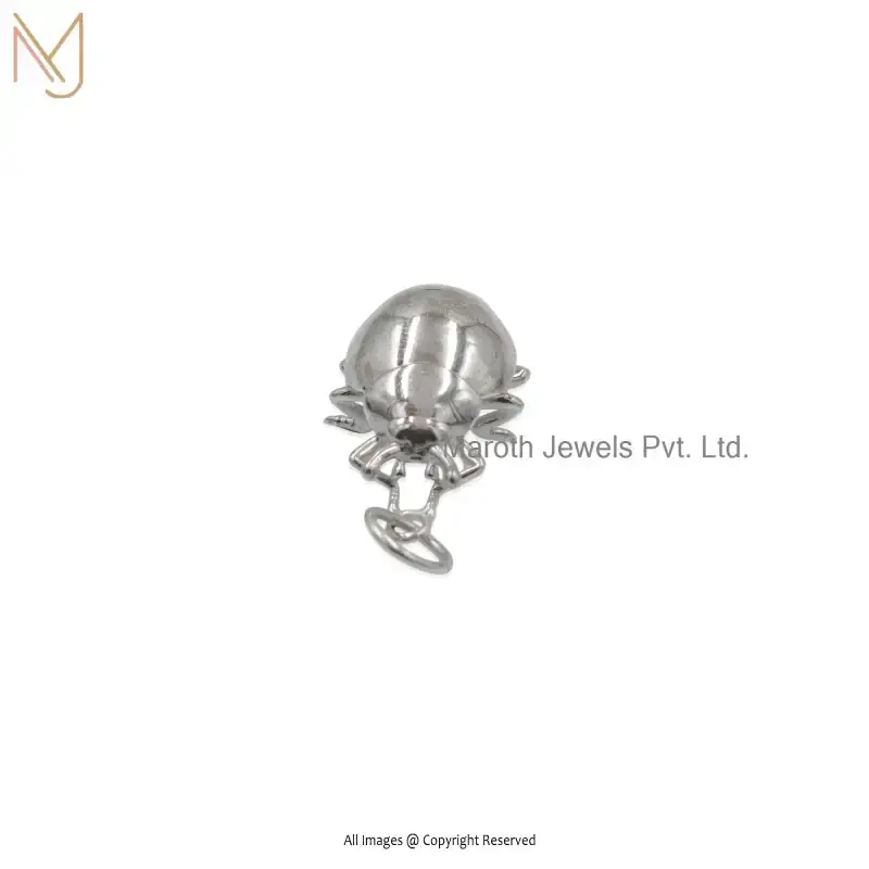 925 Silver Natural Silver Plated Scarab Toned Charm Pendant Jewelry Supplier