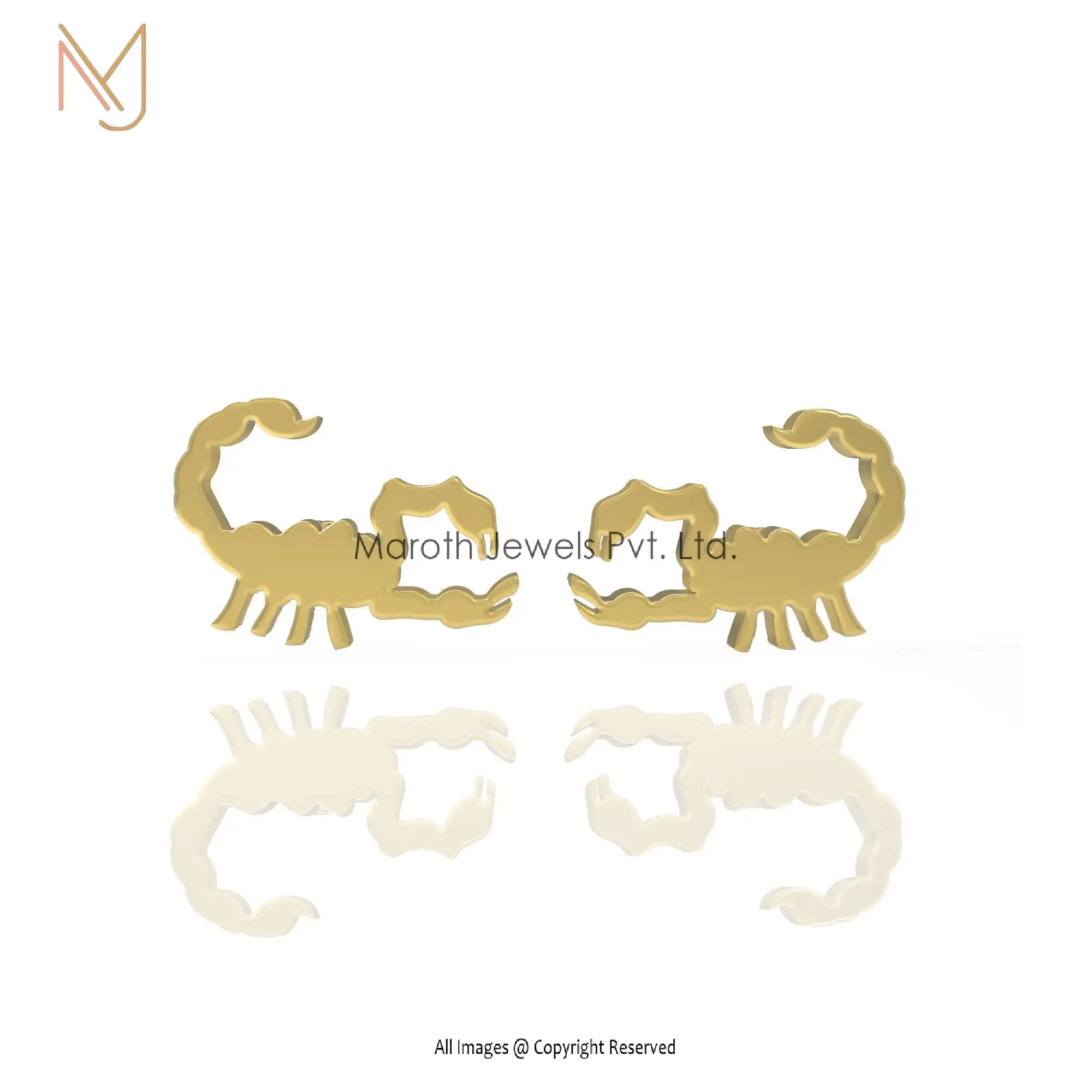 925 Silver Yellow Gold Plated Scorpion Earring Jewelry Manufacturer
