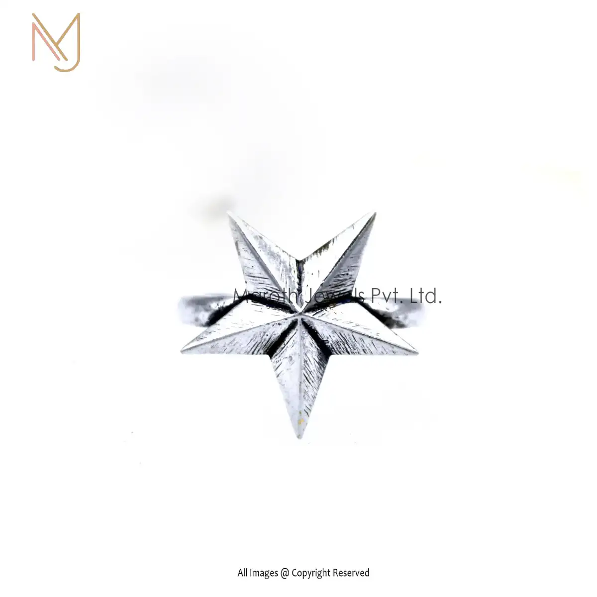 925 Silver Natural Silver Star Designs Ring Jewelry Manufacturer